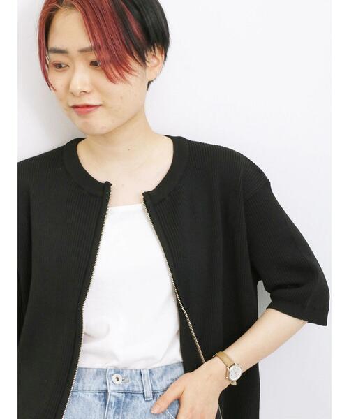 Samansa Mos2 blue（サマンサモスモスブルー）の「◎ダブルジップニットカーディガン（カーディガン/ボレロ・レディース・オレンジ/キナリ/ミント/ブラック・F）」の17枚目の写真