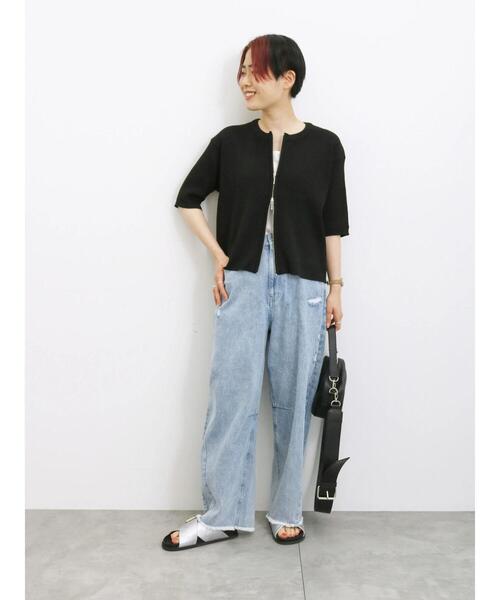 Samansa Mos2 blue（サマンサモスモスブルー）の「◎ダブルジップニットカーディガン（カーディガン/ボレロ・レディース・オレンジ/キナリ/ミント/ブラック・F）」の18枚目の写真