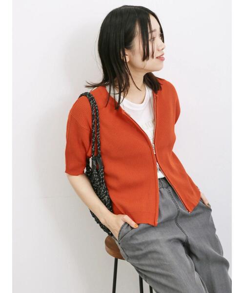 Samansa Mos2 blue（サマンサモスモスブルー）の「◎ダブルジップニットカーディガン（カーディガン/ボレロ・レディース・オレンジ/キナリ/ミント/ブラック・F）」の19枚目の写真