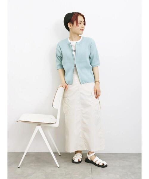 Samansa Mos2 blue（サマンサモスモスブルー）の「◎ダブルジップニットカーディガン（カーディガン/ボレロ・レディース・オレンジ/キナリ/ミント/ブラック・F）」の5枚目の写真