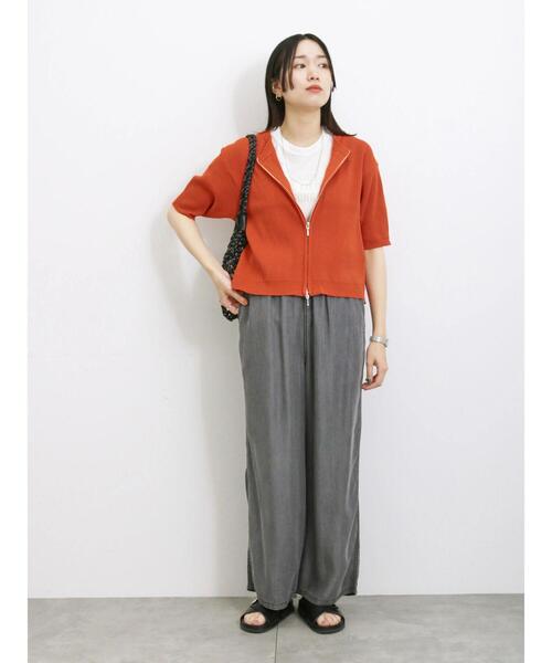 Samansa Mos2 blue（サマンサモスモスブルー）の「◎ダブルジップニットカーディガン（カーディガン/ボレロ・レディース・オレンジ/キナリ/ミント/ブラック・F）」の7枚目の写真