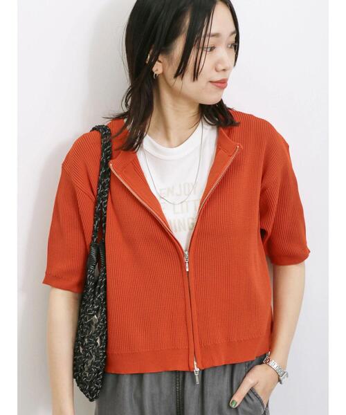 Samansa Mos2 blue（サマンサモスモスブルー）の「◎ダブルジップニットカーディガン（カーディガン/ボレロ・レディース・オレンジ/キナリ/ミント/ブラック・F）」の9枚目の写真