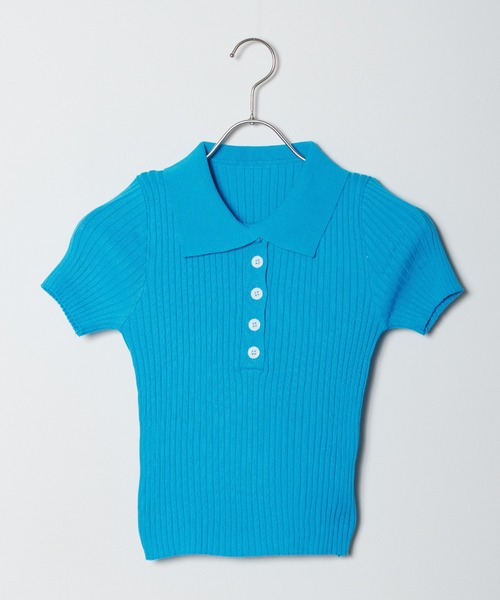 Chick(チック)の「KNIT POLO / ニットポロ(ポロシャツ・レディース・グレー/ブラック/ホワイト/ピンク/オレンジ/ブルー・FREE)」の5枚目の写真