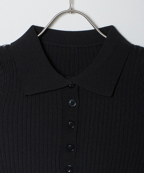 Chick(チック)の「KNIT POLO / ニットポロ(ポロシャツ・レディース・グレー/ブラック/ホワイト/ピンク/オレンジ/ブルー・FREE)」の14枚目の写真