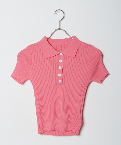 Chick(チック)の「KNIT POLO / ニットポロ(ポロシャツ・レディース・グレー/ブラック/ホワイト/ピンク/オレンジ/ブルー・FREE)」の22枚目の写真