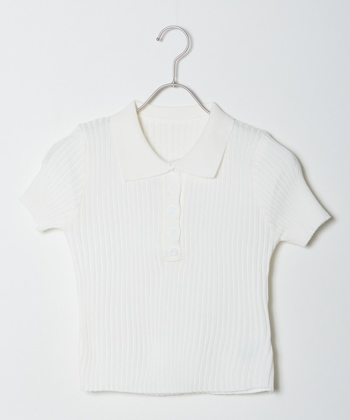 Chick(チック)の「KNIT POLO / ニットポロ(ポロシャツ・レディース・グレー/ブラック/ホワイト/ピンク/オレンジ/ブルー・FREE)」の10枚目の写真