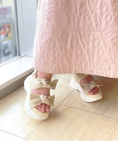 【セール】【24SS新作】【REZOY】ダブルリボン厚底スポサン（サンダル）｜R&E（アールアンドイー）