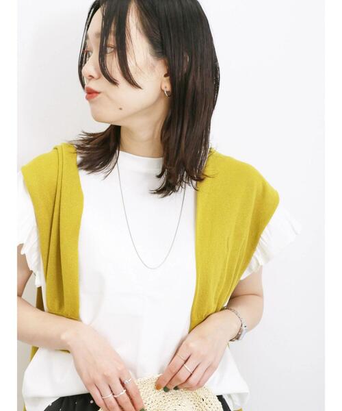 Samansa Mos2 blue（サマンサモスモスブルー）の「【接触冷感】フリルスリーブT（Tシャツ/カットソー・レディース・ホワイト/グリーン/ブラック/ネイビー/オフホワイト・F）」の22枚目の写真