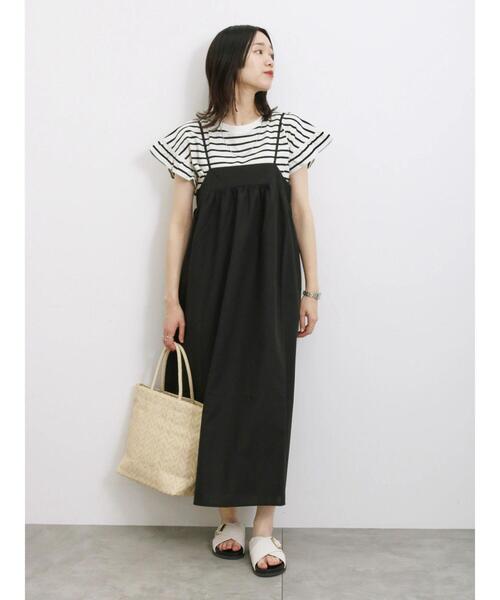 Samansa Mos2 blue（サマンサモスモスブルー）の「【接触冷感】フリルスリーブT（Tシャツ/カットソー・レディース・ホワイト/グリーン/ブラック/ネイビー/オフホワイト・F）」の16枚目の写真
