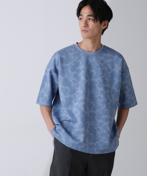 NANO universe(ナノユニバース)の「総柄ダンボールワイドTシャツ 半袖(Tシャツ/カットソー・メンズ・チャコール/ブルー/ライトグレー・XL/M/L)」の3枚目の写真