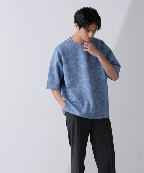 NANO universe(ナノユニバース)の「総柄ダンボールワイドTシャツ 半袖(Tシャツ/カットソー・メンズ・チャコール/ブルー/ライトグレー・XL/M/L)」の7枚目の写真
