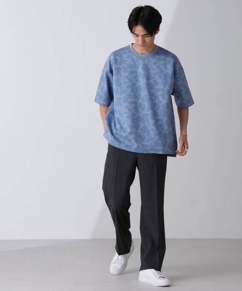 NANO universe(ナノユニバース)の「総柄ダンボールワイドTシャツ 半袖(Tシャツ/カットソー・メンズ・チャコール/ブルー/ライトグレー・XL/M/L)」の9枚目の写真