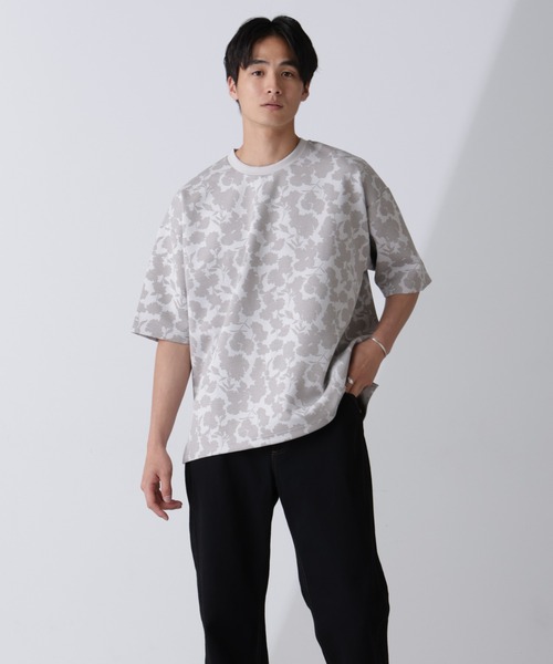 NANO universe(ナノユニバース)の「総柄ダンボールワイドTシャツ 半袖(Tシャツ/カットソー・メンズ・チャコール/ブルー/ライトグレー・XL/M/L)」の12枚目の写真