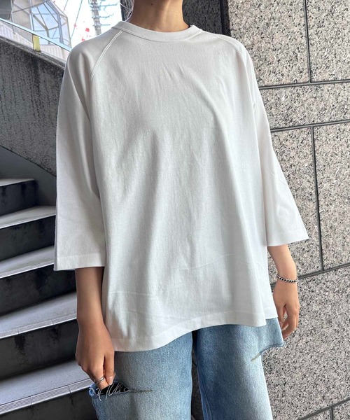 CROSS & STITCH(クロスステッチ)の「CROSS & STITCH / オープンエンド リラックスフィット ラグランTシャツ / OE1250(Tシャツ/カットソー・レディース・ブラック/ネイビー/ベージュ/ホワイト・X-LARGE/MEDIUM/LARGE)」の11枚目の写真