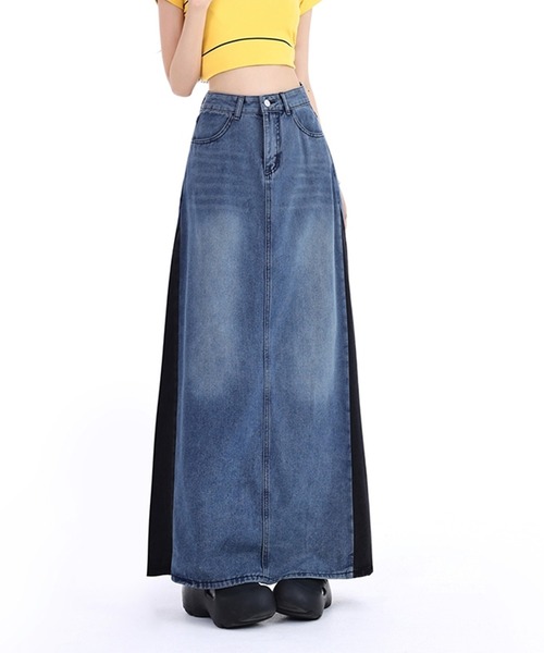 デニム&ダンガリー デニムリメイクスカート 02size デニムスカート マキシスカート フレアスカート レディース