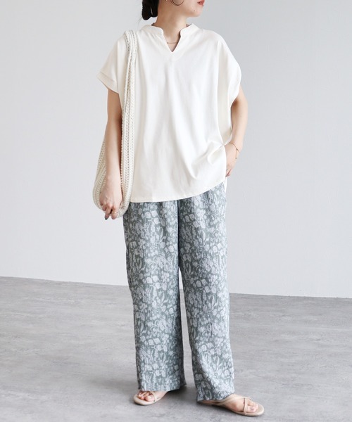 reca（レカ）の「綿100％！キーネックドルマンワイドTシャツ（Tシャツ/カットソー・レディース・アイボリー/パープル系その他/グレイッシュベージュ/ブラック・M）」の20枚目の写真