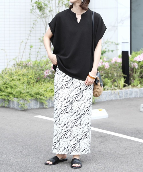 reca（レカ）の「綿100％！キーネックドルマンワイドTシャツ（Tシャツ/カットソー・レディース・アイボリー/パープル系その他/グレイッシュベージュ/ブラック・M）」の18枚目の写真