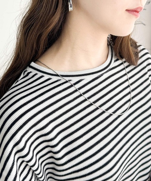 セール】ボーダーブーム再来。ゆるっとサイドスリット長袖ボーダー