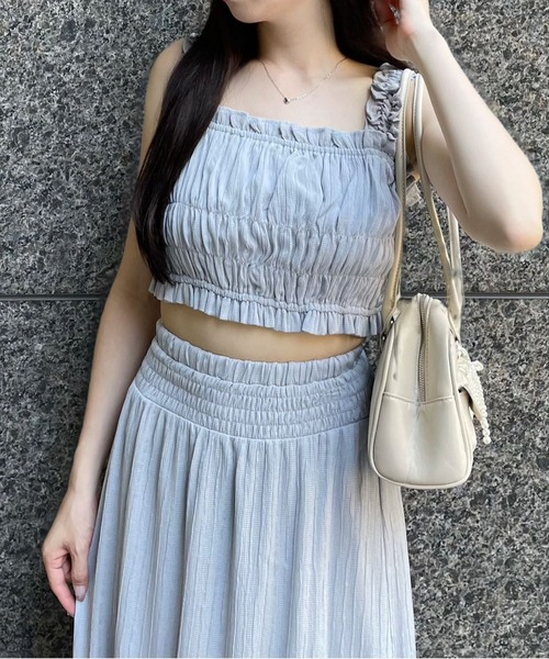 clear（クリア）の「フリルギャザーノースリーブビスチェ[フェミニン ヘルシー]≪再入荷≫（ベスト・レディース・イエロー/ミント/グレー・F）」の2枚目の写真