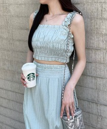 clear | フリルギャザーノースリーブビスチェ[フェミニン ヘルシー]≪再入荷≫(ベスト)