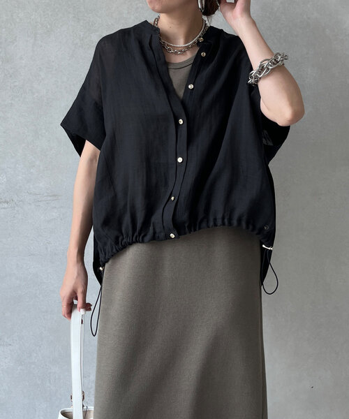 DouDou(ドゥドゥ)の「リネンスピンドルシャツ(シャツ/ブラウス・レディース・ブラック/ピンク/ベージュ/オフホワイト・FREE)」の20枚目の写真