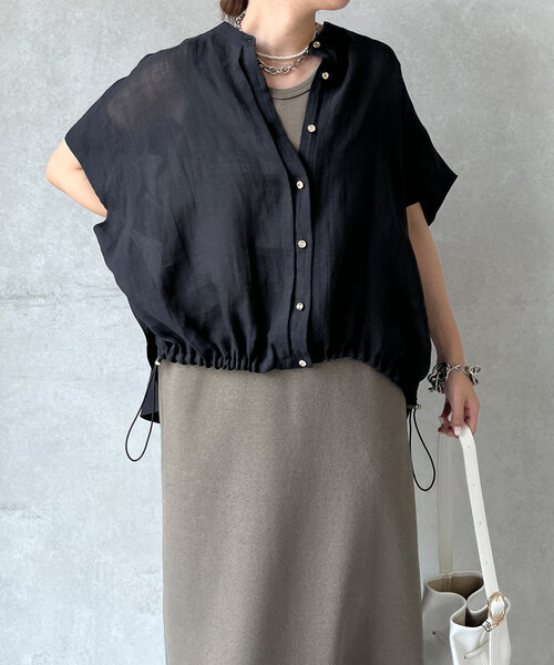 DouDou(ドゥドゥ)の「リネンスピンドルシャツ(シャツ/ブラウス・レディース・ブラック/ピンク/ベージュ/オフホワイト・FREE)」の21枚目の写真
