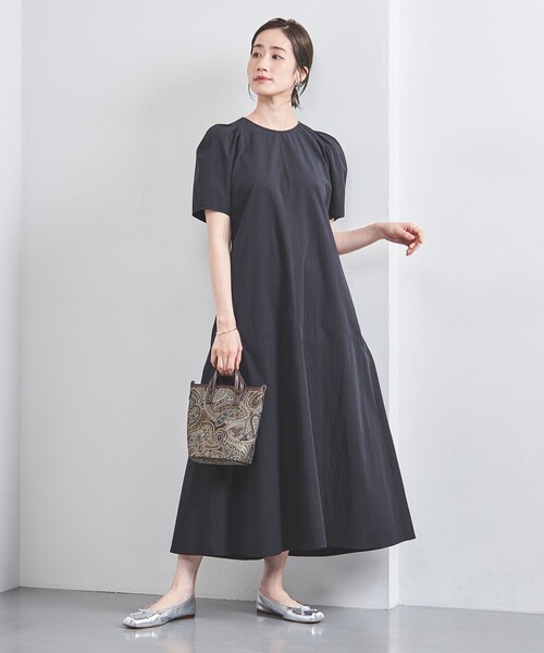 かみふりくUNITED ARROWS パフスリーブ ロングワンピース パフスリーブ ロングワンピース