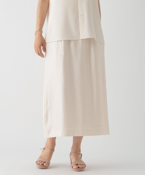 Elura（エルーラ）の「サテンナロースカート/122035（スカート・レディース・オフホワイト/ブラック/ブラウン系その他・FREE/FREE(S)）」の2枚目の写真