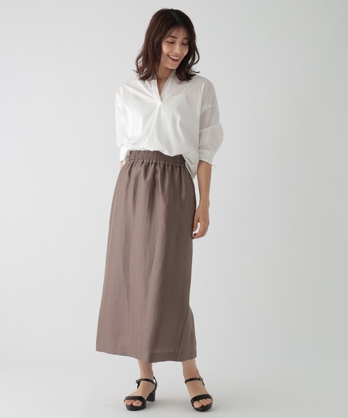 Elura（エルーラ）の「サテンナロースカート/122035（スカート・レディース・オフホワイト/ブラック/ブラウン系その他・FREE/FREE(S)）」の7枚目の写真
