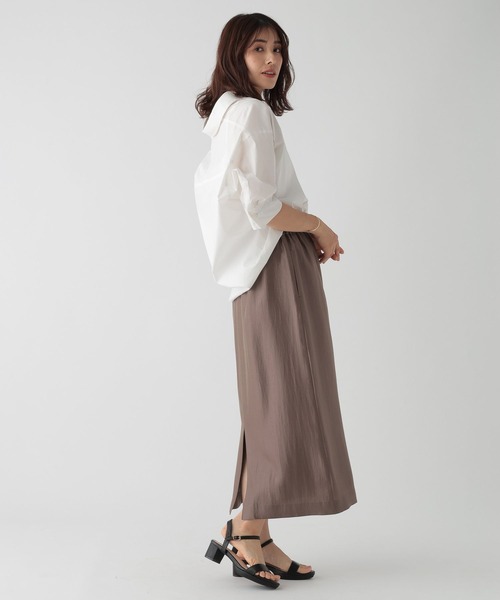 Elura（エルーラ）の「サテンナロースカート/122035（スカート・レディース・オフホワイト/ブラック/ブラウン系その他・FREE/FREE(S)）」の6枚目の写真