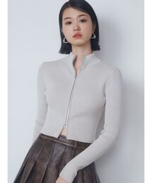 EMODA | プレーティングリブジップニット(ニット/セーター)