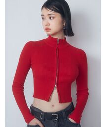 EMODA | プレーティングリブジップニット(ニット/セーター)