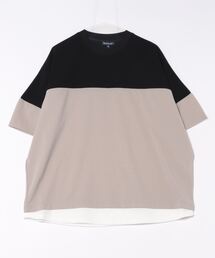 【BLUE STANDARD/ブルースタンダード】ダブルフェイス 吸水速乾 梨地フェイクレイヤード ドルマンスリーブ Tシャツ 無地 バイカラー