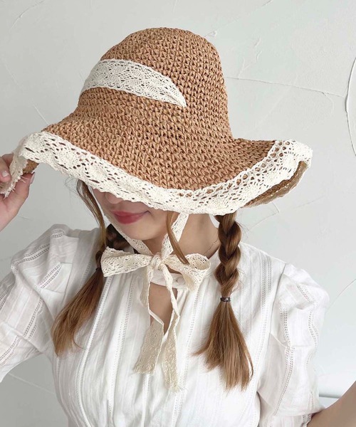 apres jour（アプレジュール）の「【apres jour×ARIAZ】レースエッジサンハット（ハット・レディース・ライトベージュ/ベージュ・FREE）」の2枚目の写真