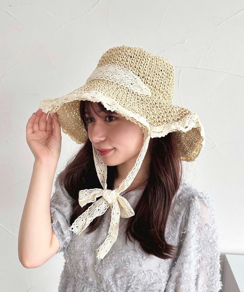 apres jour（アプレジュール）の「【apres jour×ARIAZ】レースエッジサンハット（ハット・レディース・ライトベージュ/ベージュ・FREE）」の4枚目の写真