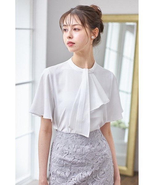 tocco closet（トッコ　クローゼット）の「２ＷＡＹボウタイ付きフレアスリーブブラウス（シャツ/ブラウス・レディース・ブラック/オフホワイト/クリーム/ネイビー/ミント/ラベンダー/ホワイト・M）」の3枚目の写真