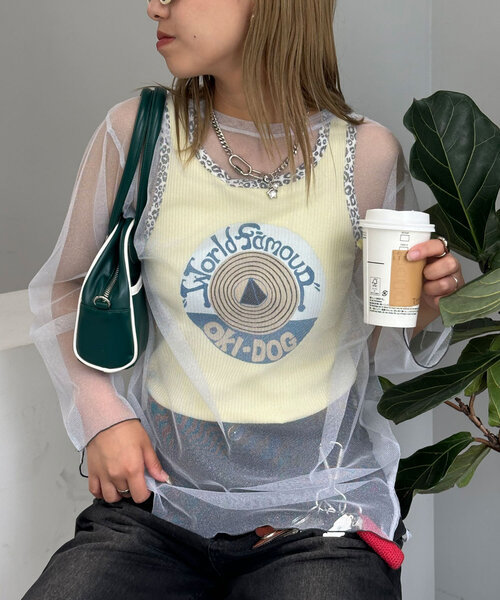 CIAOPANIC(チャオパニック)の「【WEB限定】ラメクルーシアートップス(Tシャツ/カットソー・レディース・ブルー系その他/ブルー/グレー/ブラック/ブラウン/ライトグレー/レッド/イエロー・ONE SIZE)」の22枚目の写真