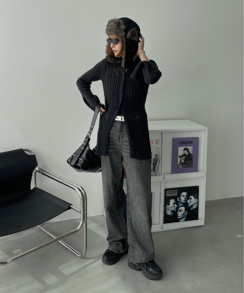 SHAGGIE（シャギー）の「ファー付きフライトキャップ（ニットキャップ/ビーニー・レディース・ブラック・FREE）」の6枚目の写真