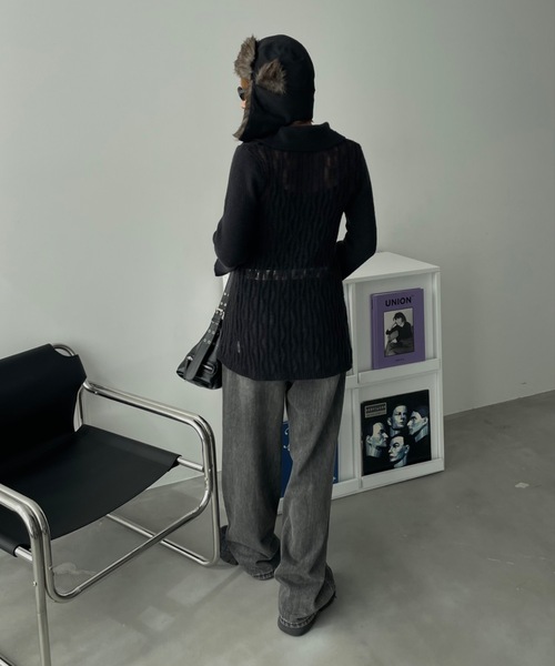 SHAGGIE（シャギー）の「ファー付きフライトキャップ（ニットキャップ/ビーニー・レディース・ブラック・FREE）」の7枚目の写真