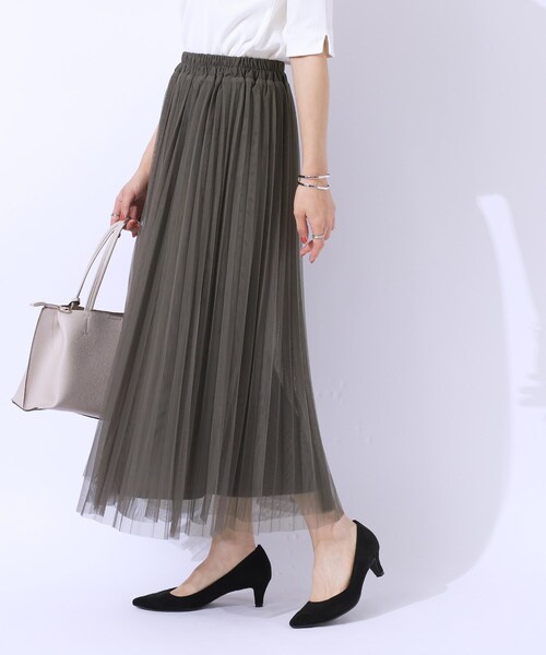 DRESKIP（ドレスキップ）の「◆【高レビュー】大人のほんのり甘めなチュールプリーツスカート（スカート・レディース・チャコールグレー/ライトブルー/ブラック・04/02/03）」の10枚目の写真