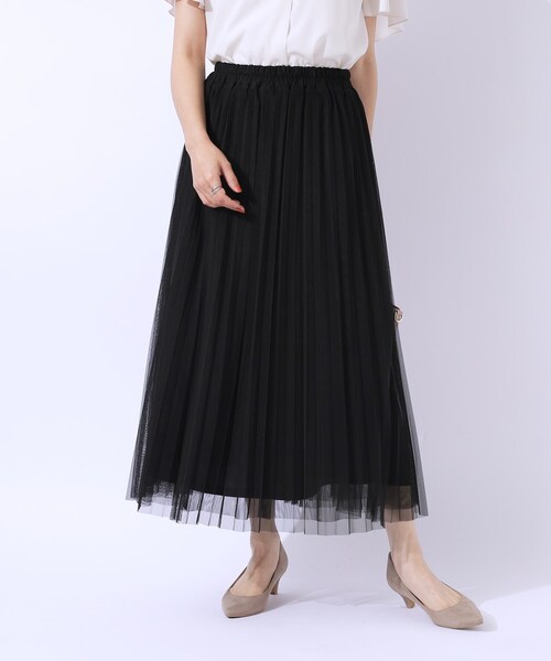 DRESKIP（ドレスキップ）の「◆【高レビュー】大人のほんのり甘めなチュールプリーツスカート（スカート・レディース・チャコールグレー/ライトブルー/ブラック・04/02/03）」の13枚目の写真