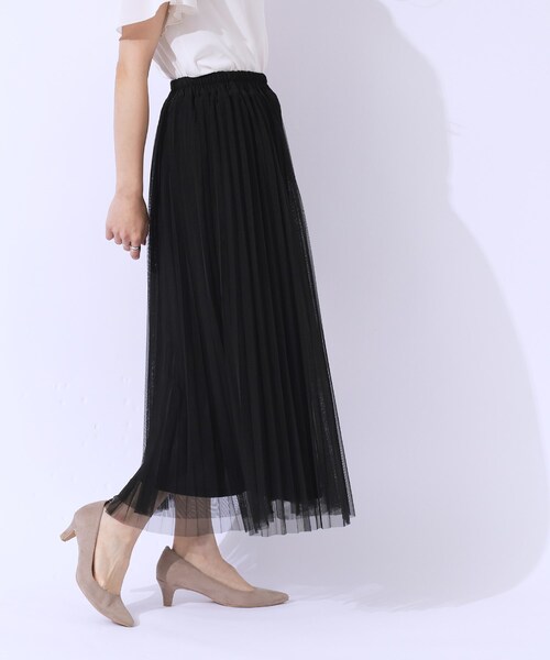 DRESKIP（ドレスキップ）の「◆【高レビュー】大人のほんのり甘めなチュールプリーツスカート（スカート・レディース・チャコールグレー/ライトブルー/ブラック・04/02/03）」の14枚目の写真