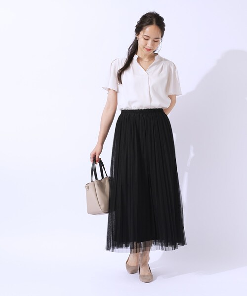 DRESKIP（ドレスキップ）の「◆【高レビュー】大人のほんのり甘めなチュールプリーツスカート（スカート・レディース・チャコールグレー/ライトブルー/ブラック・04/02/03）」の15枚目の写真