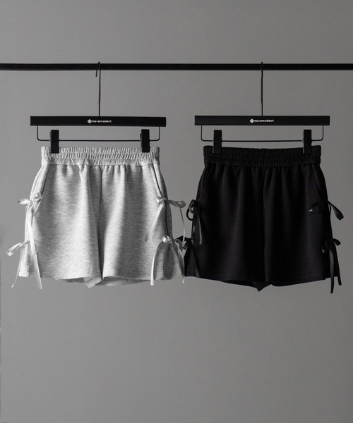 me+em select(ミームセレクト)の「【 2color 】サイドリボンスウェットショートパンツ/ side ribbon sweat short pants ※※(スウェットパンツ・レディース・グレー/ブラック・FREE)」の3枚目の写真