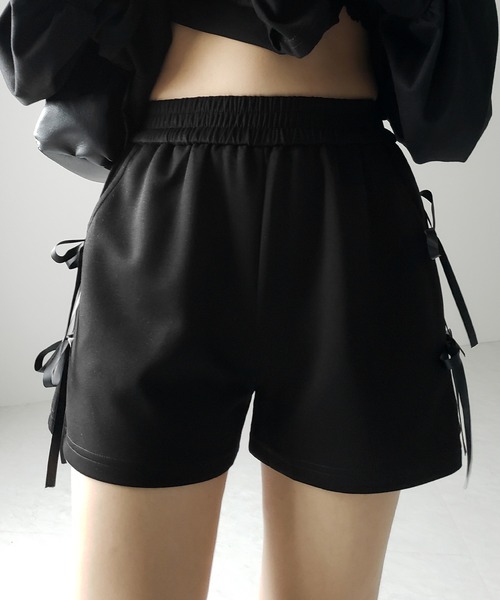 2color 】サイドリボンスウェットショートパンツ／ side ribbon