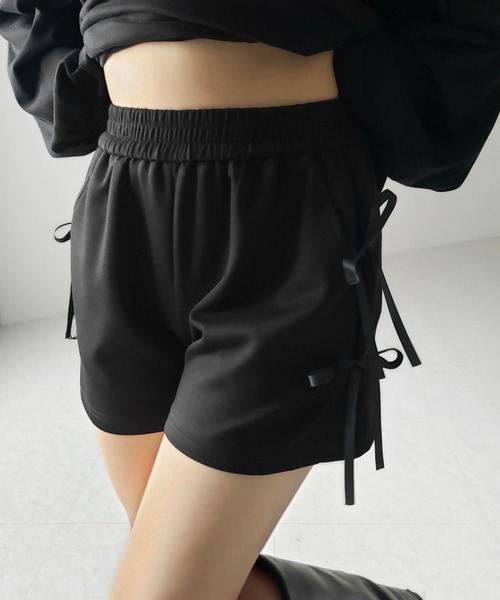 2color 】サイドリボンスウェットショートパンツ／ side ribbon
