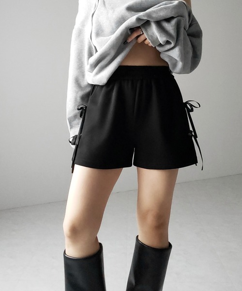 me+em select(ミームセレクト)の「【 2color 】サイドリボンスウェットショートパンツ/ side ribbon sweat short pants ※※(スウェットパンツ・レディース・グレー/ブラック・FREE)」の21枚目の写真