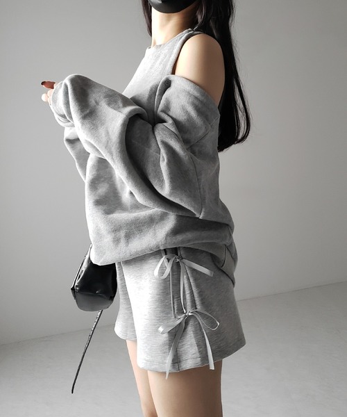 me+em select(ミームセレクト)の「【 2color 】サイドリボンスウェットショートパンツ/ side ribbon sweat short pants ※※(スウェットパンツ・レディース・グレー/ブラック・FREE)」の12枚目の写真
