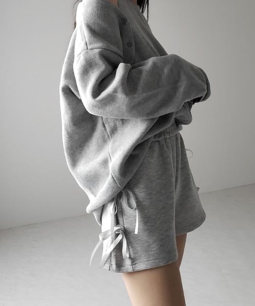 me+em select(ミームセレクト)の「【 2color 】サイドリボンスウェットショートパンツ/ side ribbon sweat short pants ※※(スウェットパンツ・レディース・グレー/ブラック・FREE)」の13枚目の写真