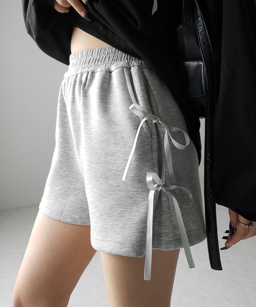 me+em select(ミームセレクト)の「【 2color 】サイドリボンスウェットショートパンツ/ side ribbon sweat short pants ※※(スウェットパンツ・レディース・グレー/ブラック・FREE)」の14枚目の写真